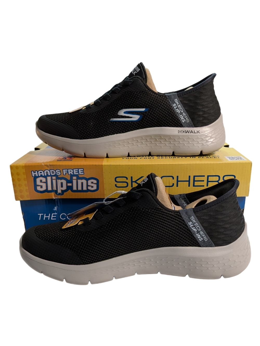 Skechers GO WALK Flex Hands Up Slip Ins Men 7.5 Black Gray 216324